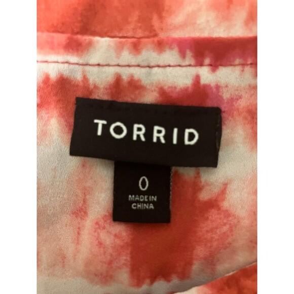 Torrid Women’s Size 0 (Large) Red & White Tie-Dye V-Neck Cap Sleeve Blouse Tunic - Picture 5 of 9